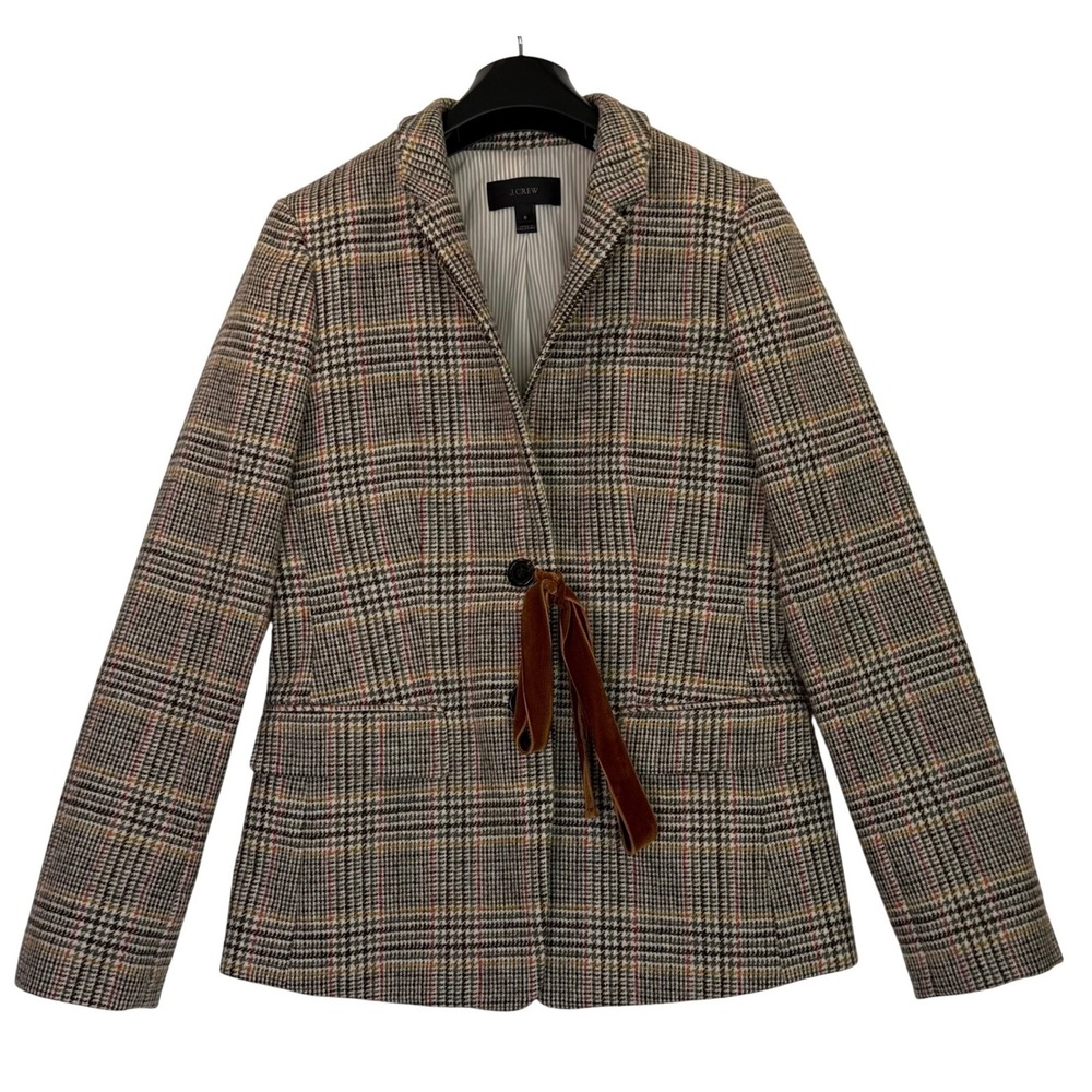 J.Crew Women's Wool Blazer Plaid Houndstooth Jacket Tailored Fit Classic Size‎ 6